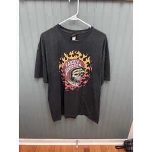Harley Davidson Tobacco Road Raleigh XXL T-Shirt Flaming Skull Graphic‎